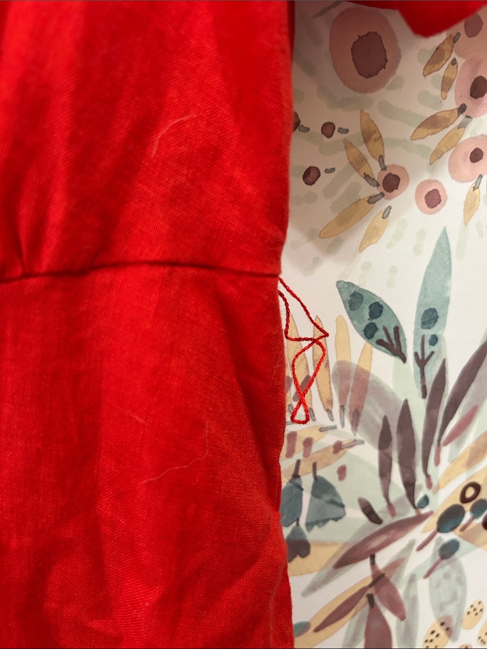 Boden Red Button-Front Short Sleeve 100% Linen Midi Dress Size 10P Petite *read* - Picture 3 of 5